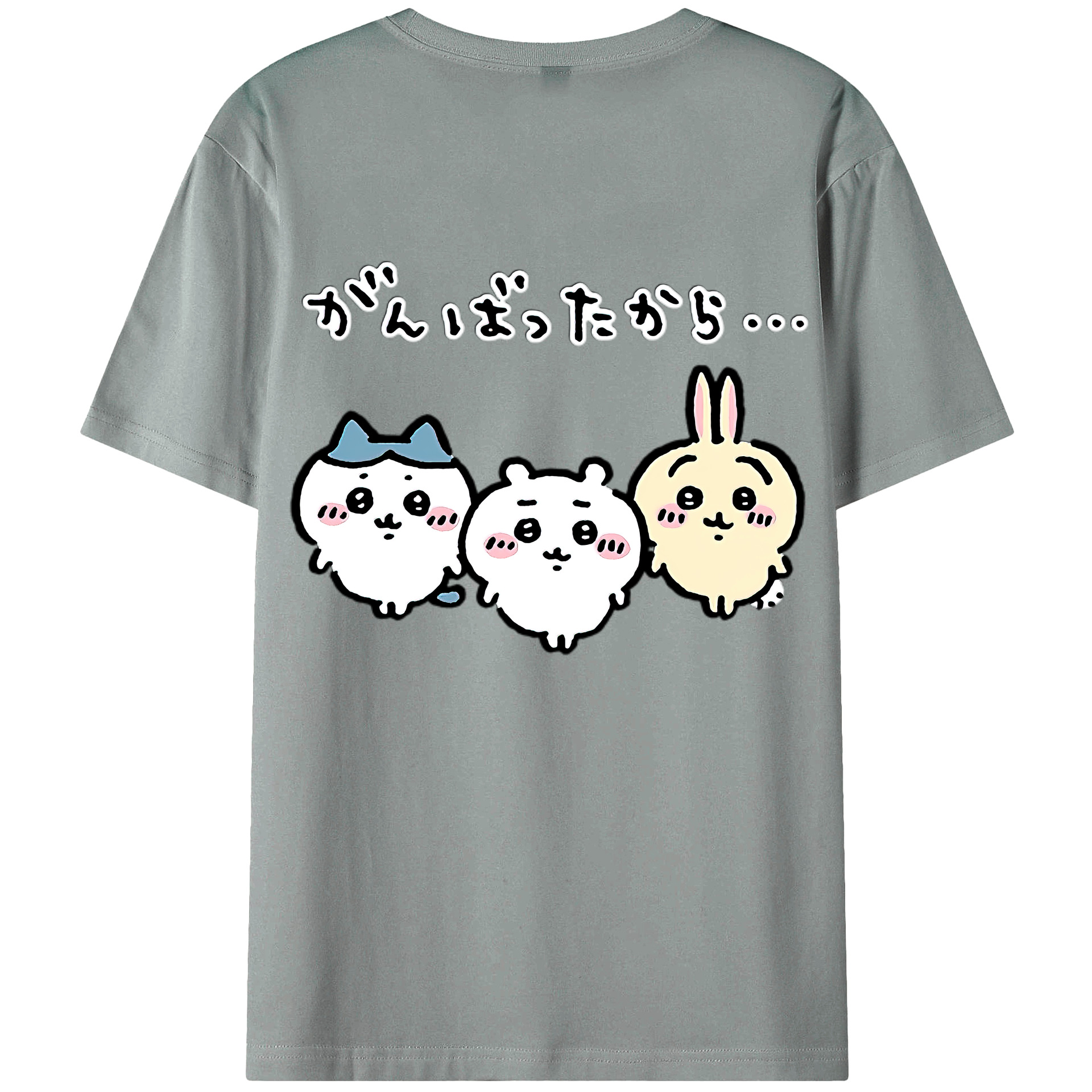 （画像用） ちいかわ ハチワレ Chii-kawa hachiware 綿100％ メンズ半袖Tシャツ（バックプリント） 通気性